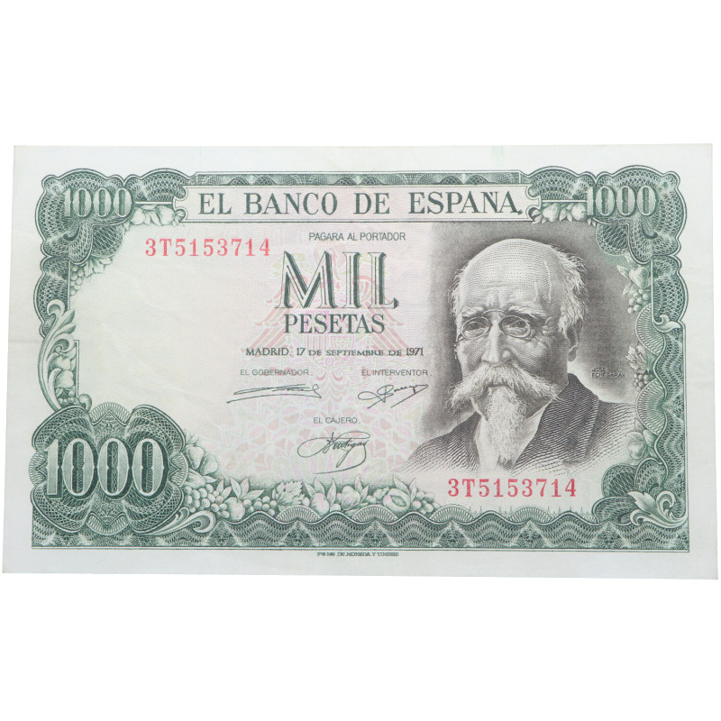 1971. Estado Español (1936-1975). 1000 Pesetas. Pick# 154. EBC. Est.90.