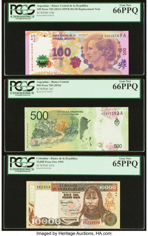 Argentina, Colombia & Mexico Group Lot of 7 Examples. Argentina Banco Central 10...