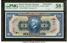 Brazil Thesouro Nacional 100 Mil Reis ND (1919) Pick 68s Specimen PMG Choice About Unc 58 EPQ. Cancelled with 4 punch holes. HID09801242017 © 2022 Her...