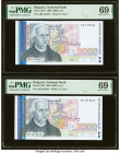 Bulgaria Bulgaria National Bank 2000 Leva 1996 Pick 107b Two Consecutive Examples PMG Superb Gem Unc 69 EPQ (2). HID09801242017 © 2022 Heritage Auctio...
