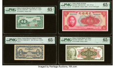 China Group Lot of 4 Graded Examples. China Bank of China 10; 5 Yuan 1940; 1945 Pick 85b; 388 Two Examples PMG Gem Uncirculated 65 EPQ (2); China Cent...