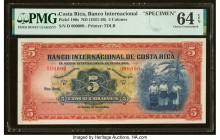 Costa Rica Banco Internacional de Costa Rica 5 Colones ND (1931-36) Pick 180s Specimen PMG Choice Uncirculated 64 EPQ. HID09801242017 © 2022 Heritage ...