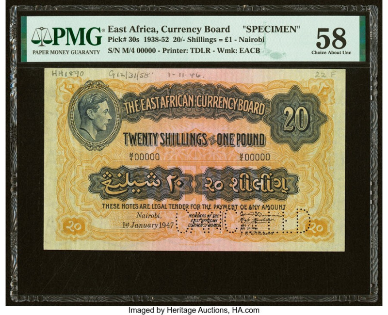East Africa East African Currency Board 20 Shillings = 1 Pound 1.1.1947 Pick 30s...