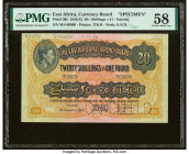 East Africa East African Currency Board 20 Shillings = 1 Pound 1.1.1947 Pick 30s Specimen PMG Choice About Unc 58. Perforated Cancelled, previous moun...