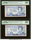 Falkland Islands Government of the Falkland Islands 1 Pound 1.10.1984 Pick 13 Two Consecutive Examples PMG Superb Gem Unc 68 EPQ (2). HID09801242017 ©...