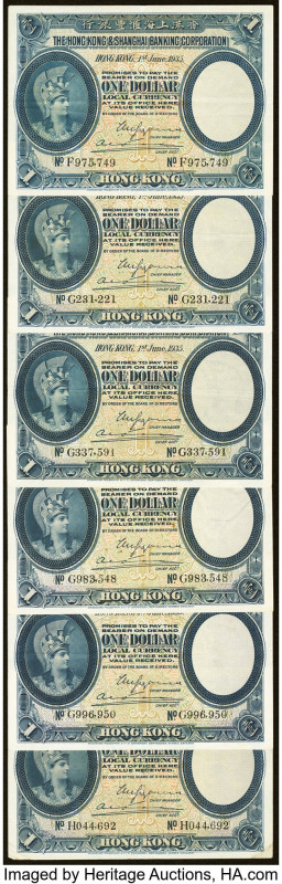Hong Kong Hongkong & Shanghai Banking Corp. 1 Dollar 1.6.1935 Pick 172c Six Exam...