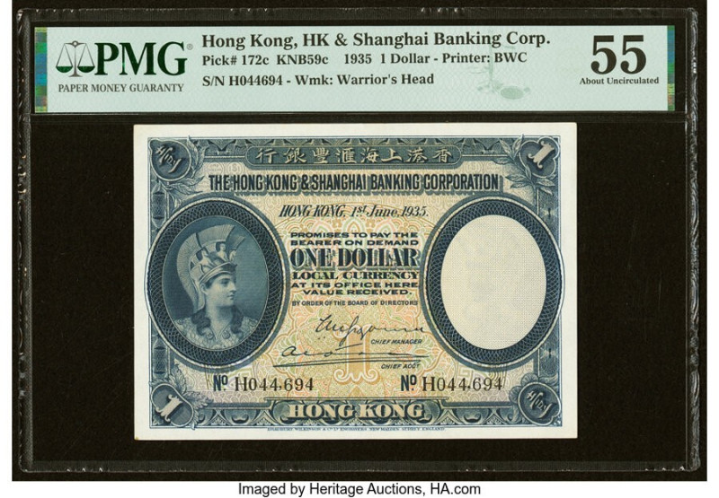 Hong Kong Hongkong & Shanghai Banking Corp. 1 Dollar 1.6.1935 Pick 172c PMG Abou...