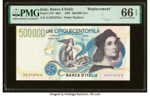 Italy Banco d'Italia 500,000 Lire 1997 Pick 118* RK1 Replacement PMG Gem Uncirculated 66 EPQ. HID09801242017 © 2022 Heritage Auctions | All Rights Res...