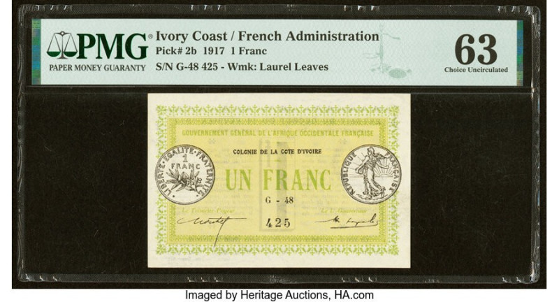 Ivory Coast Gouvernment General de l'Afrique Occidentale Francaise 1 Franc 11.2....