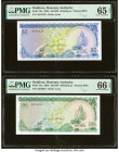 Maldives Monetary Authority 50; 100 Rufiyaa 1983 / AH1404 Pick 13a; 14a Two Examples PMG Gem Uncirculated 65 EPQ; Gem Uncirculated 66 EPQ. HID09801242...