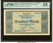 Memel Chamber of Commerce 100 Mark 22.2.1922 Pick 9 PMG About Uncirculated 53. Small tear. HID09801242017 © 2022 Heritage Auctions | All Rights Reserv...
