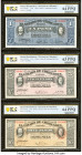 Mexico Group Lot of 6 Graded Examples. Mexico Banco de Mexico 1 Peso 22.7.1970 Pick 59l PCGS Gold Shield Gem UNC; Mexico El Estado de Chihuahua 1; 5; ...