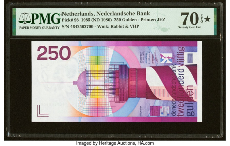 Netherlands Netherlands Bank 250 Gulden 1985 (ND 1986) Pick 98 PMG Seventy Gem U...