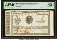 Paraguay Tesoro Nacional 1/2 Real ND (1856) Pick 1 PMG Choice Very Fine 35 Net. An ink burn is noted on this example. HID09801242017 © 2022 Heritage A...