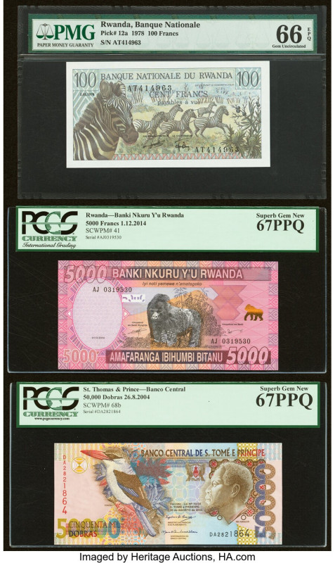 Rwanda, Saint Thomas & Prince, Seychelles, Tunisia & Uganda Group Lot of 6 Examp...