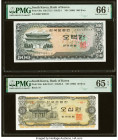 South Korea Bank of Korea 500; 50 Won ND (1966); (1969) Pick 39a; 40a Two Examples PMG Gem Uncirculated 66 EPQ; Gem Uncirculated 65 EPQ. HID0980124201...