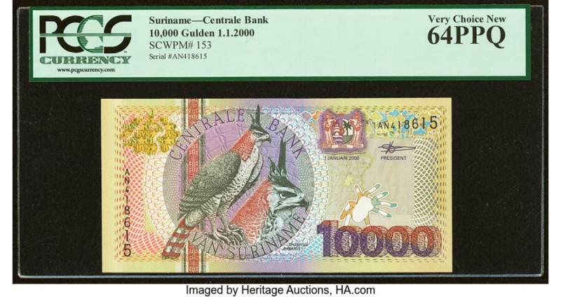 Suriname Centrale Bank 10,000 Gulden 1.1.2000 Pick 153 PCGS Very Choice New 64PP...