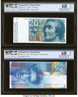 Switzerland National Bank 20; 100 Franken 1987; 2007 Pick 55g; 72h Two Examples PCGS Gold Shield Superb Gem UNC 68 OPQ (2). HID09801242017 © 2022 Heri...