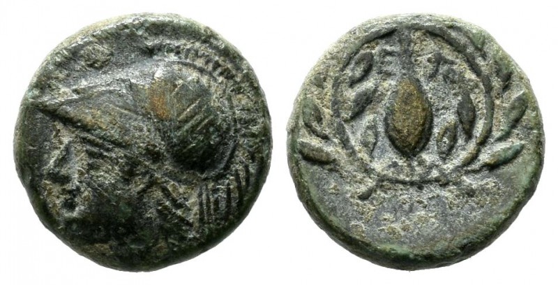 Aeolis, Elaia. Circa 340-300 BC. AE (11mm, 1.41g). Helmeted head of Athena left ...