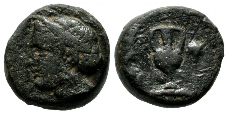 Aeolis, Larissa Phrikonis. 4th century BC. AE (16mm, 5.57g). Female head left, h...