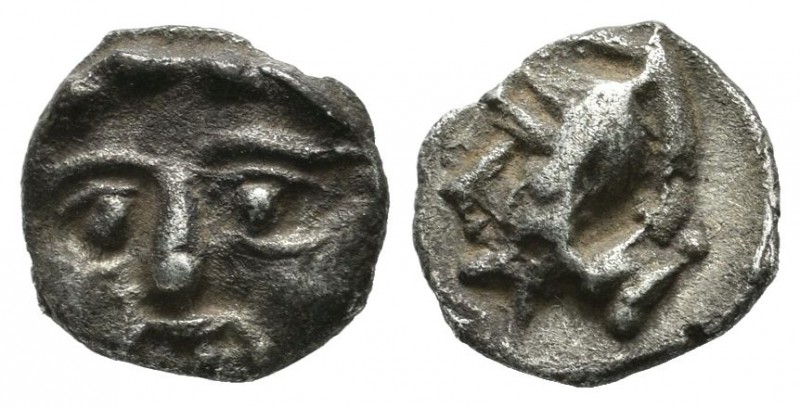 Asia Minor, uncertain. 5th century BC. AR Obol (10mm, 0.87g). Facing gorgoneion ...