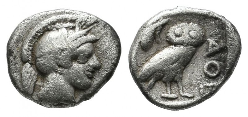 Attica, Athens. Circa 480-460 BC. AR Obol (9mm, 0.64g). Helmeted head of Athena ...