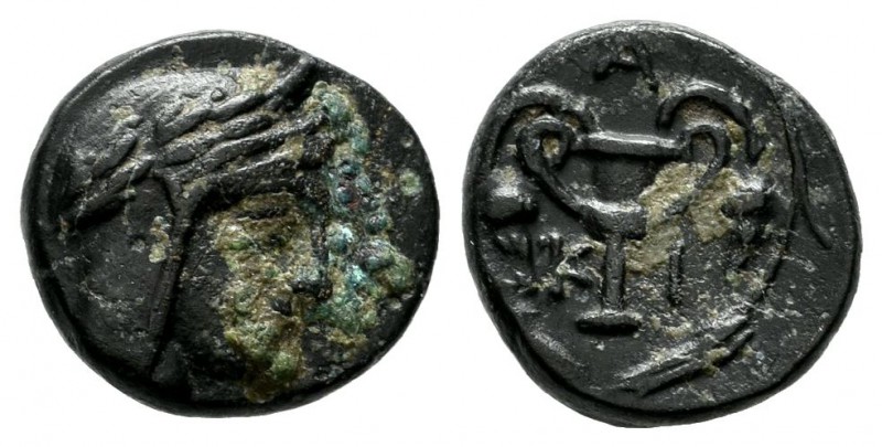 Bithynia, Kios. Circa 300 BC. AE (11mm, 1.29g). Head of Mithras right, wearing a...