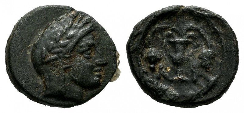 Bithynia, Kios. Circa 325-300 BC. AE (12mm, 1.18g). Head of Mithras right, in a ...