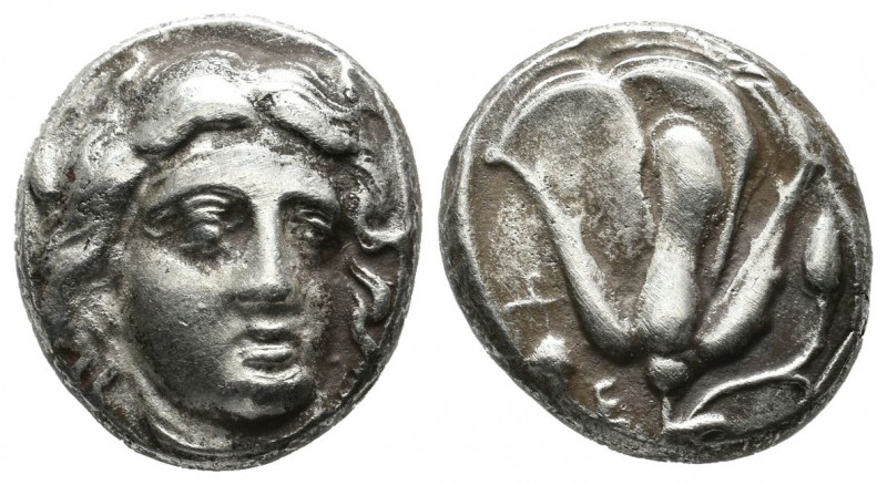 Caria, Rhodes. Circa 4th century BC. AR Didrachm (16mm, 6.80g). Head of Helios f...
