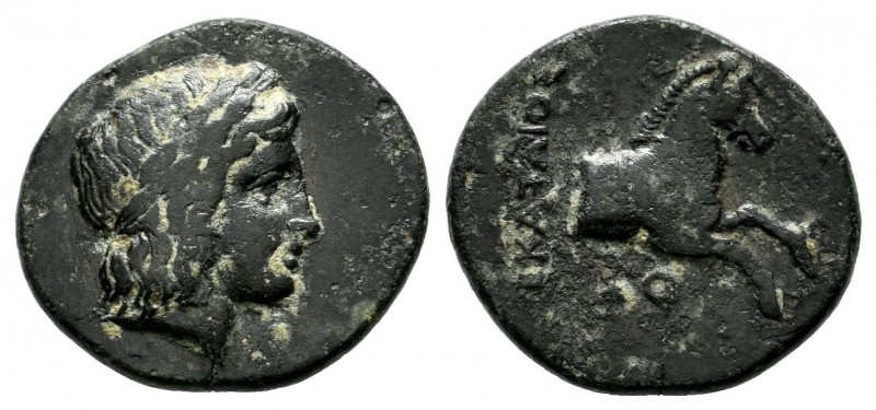 Ionia, Kolophon, Circa 360-330 BC. AE (14mm, 1.82g). Ekataios, magistrate. Laure...
