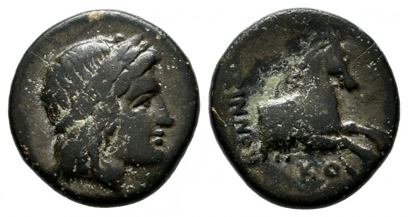 Ionia, Kolophon, Circa 360-330 BC. AE Chalkous (13mm, 2.06g). Leodamas, magistra...