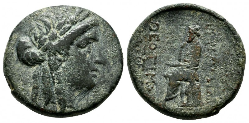 Ionia, Smyrna. Circa 2nd-1st centruies BC. AE (20mm, 6.30g). Laureate head of Ap...