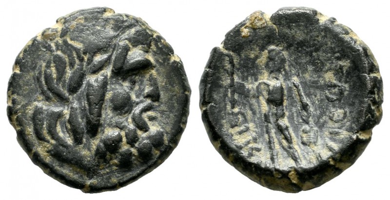 Lycaonia, Eikonion. Circa 100-0 BC. AE (15mm, 3.27g). Laureate head of Zeus righ...