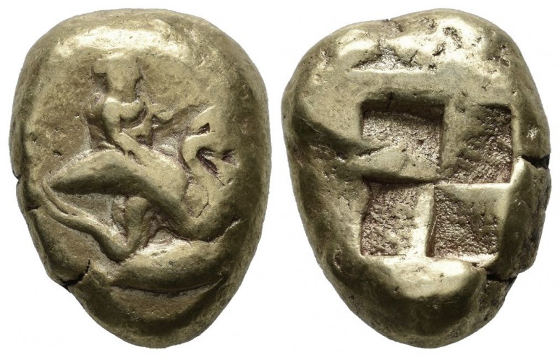 Mysia, Kyzikos. 5th-4th century BC. EL Stater (21mm, 15.92g). Triptolemos in cha...
