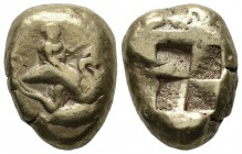 Mysia, Kyzikos. 5th-4th century BC. EL Stater (21mm, 15.92g). Triptolemos in chariot of winged serpents right / Quadripartite incuse square. Von Fritz...