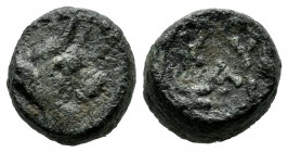Mysia, Kyzikos. Circa 250-150 BC. AE (12mm, 3.82g). Head of bull right in beaded circle. / KY/ZI in a monogram, within oak wreath. Nomisma X Kyzikos, ...