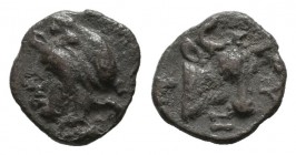 Mysia, Kyzikos. Circa 410-400 BC. AR Hemiobol (8mm, 0.28g). Head of Attis left, wearing Phrygian cap; tunny below / KY. Bull’s head right. SNG France ...