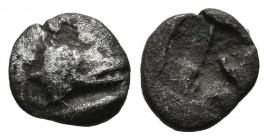 Mysia, Kyzikos. Circa 600-550 BC. AR Hemiobol (7mm, 0.41g). Head of tunny fish right; below, tunny fish right / Quadratum incusum. SNG von Aulock 7325...
