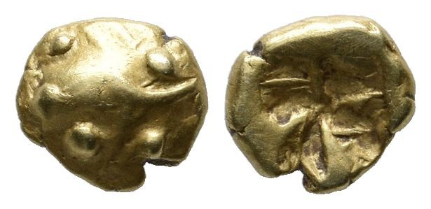 Mysia, Kyzikos. Circa 600-550 BC. EL 1/24 Stater (6mm, 0.59g). Half of a tunny f...