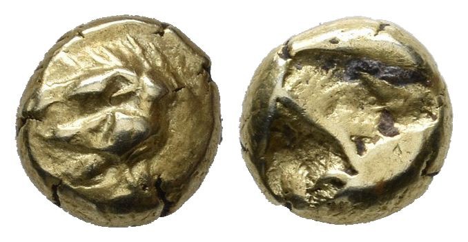 Mysia, Kyzikos. Circa 600-550 BC. EL Hemihekte (7mm, 1.36g). Bird standing to ri...