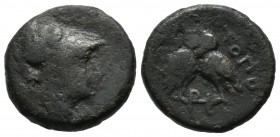Mysia, Miletopolis. Circa 400-300 BC. AE (16mm, 4.76g). Helmeted head of Athena right / Double-bodied owl standing facing. BMC 5; Weber 5127.