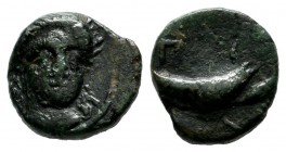 Mysia, Priapos. Circa 3rd century BC. AE (10mm, 1.07g). Laureate head of Apollo facing slightly right. / ΠΡΙΑ, Crayfish left. Lindgren III 29.