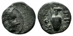 Mysia, Prokonnesos. Circa 4th-3rd century BC. AE (11mm, 1.29g). Head of female right, hair in sakkos / Oinochoe, ΠΡΟ-ΚΟΝ on either side. SNG von Auloc...