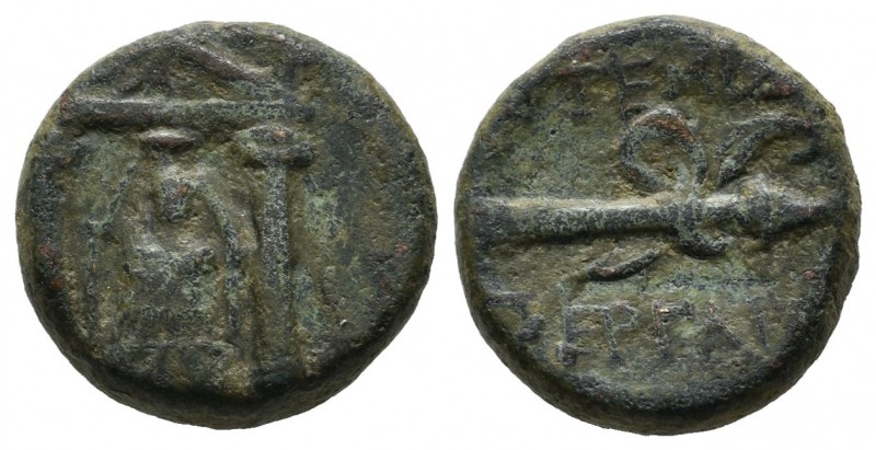 Pamphylia, Perga. Circa 50-30 BC. AE (15mm, 4.74g). Cult statue of Artemis Perga...