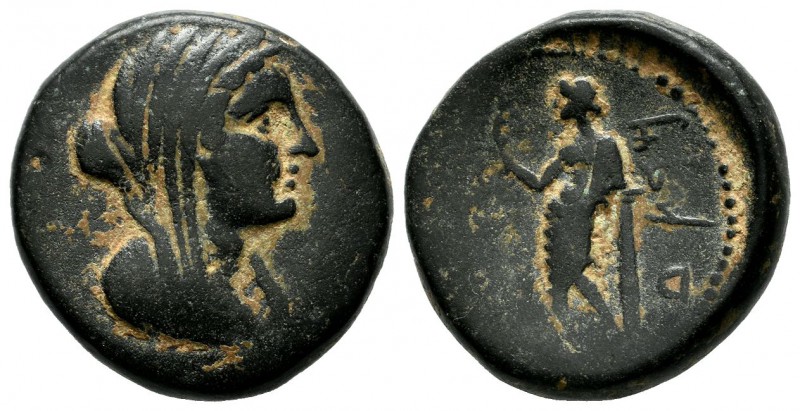 Phoenicia, Marathos. Circa 221-151 BC. AE (25mm, 11.25g). Veiled, female bust ri...