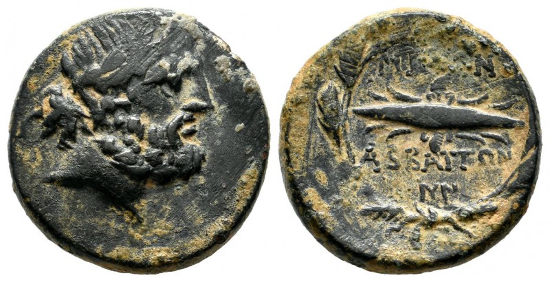 Phrygia, Abbaitis. Circa 2nd Century BC. AE (19mm, 6.19g). Laureate head of Zeus...