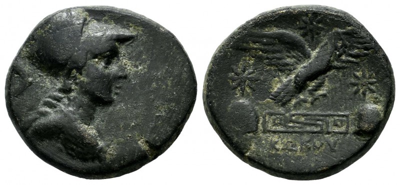 Phrygia, Apameia. Circa 100-50 BC. AE (22mm, 6.05g). Kokos, magistrates. Helmete...