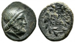 Phrygia, Eumeneia. Circa 200-133 BC. AE (18mm, 4.13g). Laureate head of Zeus right. / EYME / NEΩN. Legend in two lines within wreath. SNG Copenhagen 3...