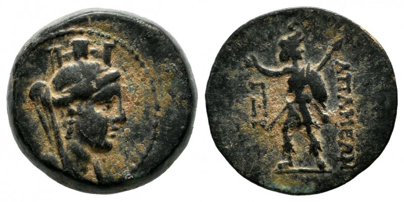 Seleucis and Pieria, Apameia. Circa 150-49 BC. AE (15mm, 3.56g). Turreted and ve...