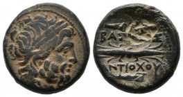 Seleukid Kingdom. Antiochos I Soter (281-261 BC). AE (19mm, 6.24g). Antioch on the Orontes. Laureate head of Zeus right / ΒΑΣΙΛΕΩΣ / ANTIOXOY. Thunder...
